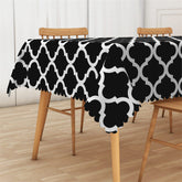 Lofaris Classic White Black Prismatic Rectangle Tablecloth